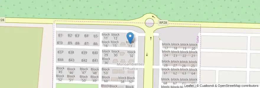 Mapa de ubicacion de block 13 en آرژانتین, Salta, Capital, Municipio De Salta.