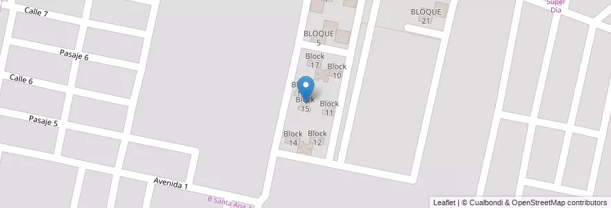 Mapa de ubicacion de Block 15 en 阿根廷, Salta, Capital, Municipio De Salta, Salta.