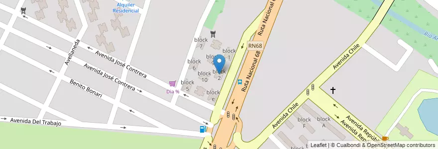 Mapa de ubicacion de block 2 en 阿根廷, Salta, Capital, Municipio De Salta, Salta.