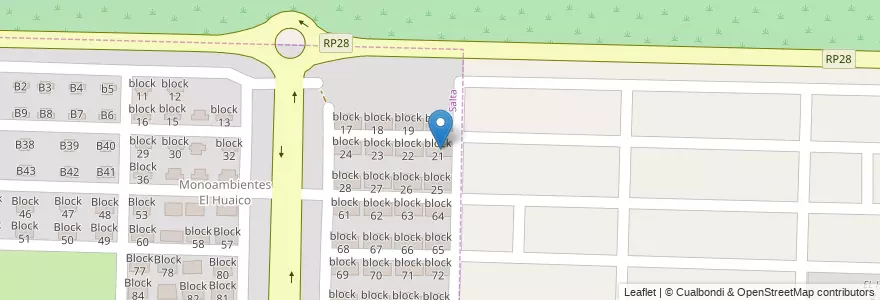 Mapa de ubicacion de block 21 en Аргентина, Сальта, Capital, Municipio De Salta.
