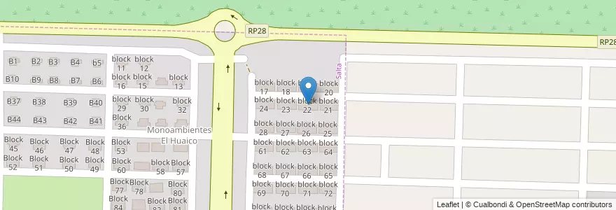 Mapa de ubicacion de block 22 en الأرجنتين, Salta, Capital, Municipio De Salta.