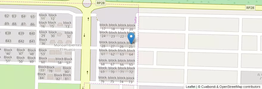 Mapa de ubicacion de block 25 en Argentina, Salta, Capital, Municipio De Salta.
