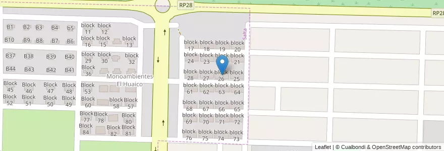 Mapa de ubicacion de block 26 en Аргентина, Сальта, Capital, Municipio De Salta.