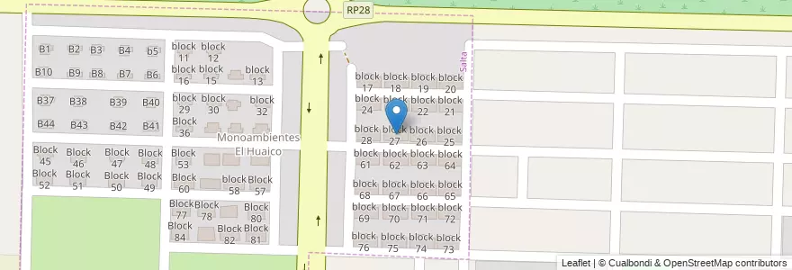 Mapa de ubicacion de block 27 en Аргентина, Сальта, Capital, Municipio De Salta.