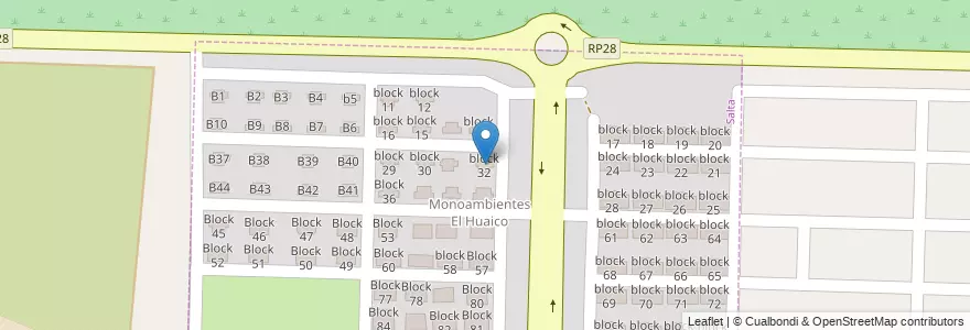 Mapa de ubicacion de block 32 en アルゼンチン, サルタ州, Capital, Municipio De Salta.