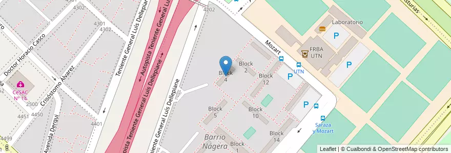 Mapa de ubicacion de Block 4, Villa Lugano en Аргентина, Буэнос-Айрес, Comuna 9, Буэнос-Айрес, Comuna 8.