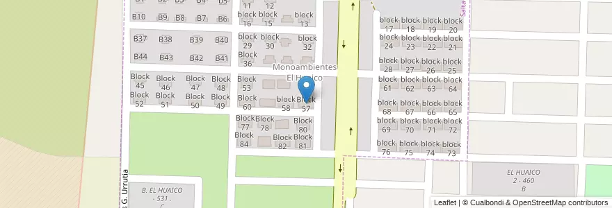 Mapa de ubicacion de Block 57 en Argentine, Salta, Capital, Municipio De Salta, Salta.