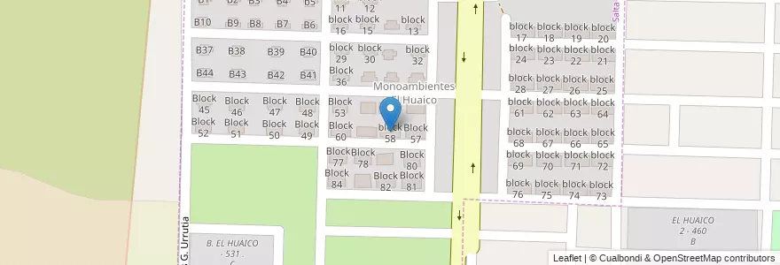 Mapa de ubicacion de block 58 en 아르헨티나, Salta, Capital, Municipio De Salta, Salta.