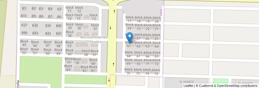 Mapa de ubicacion de block 61 en Argentina, Salta, Capital, Municipio De Salta.
