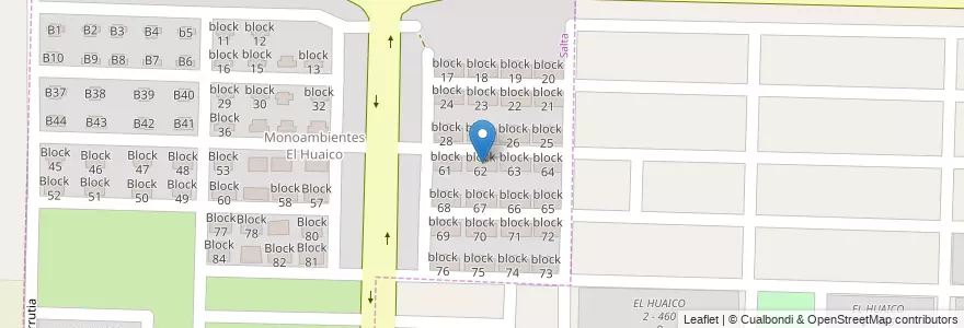 Mapa de ubicacion de block 62 en آرژانتین, Salta, Capital, Municipio De Salta.