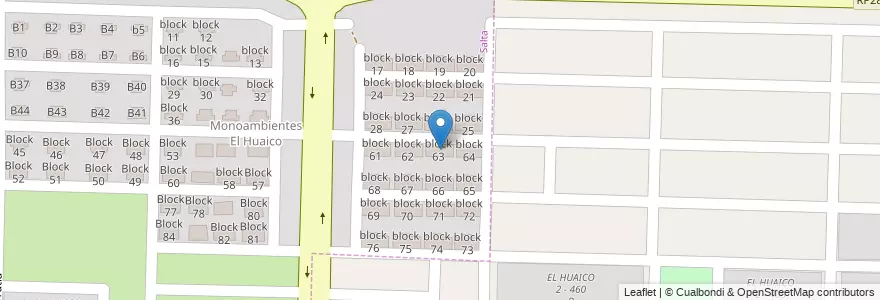 Mapa de ubicacion de block 63 en 아르헨티나, Salta, Capital, Municipio De Salta.