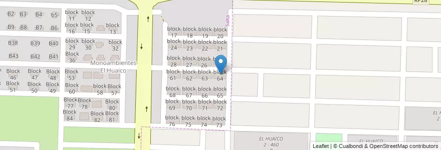 Mapa de ubicacion de block 64 en 阿根廷, Salta, Capital, Municipio De Salta.