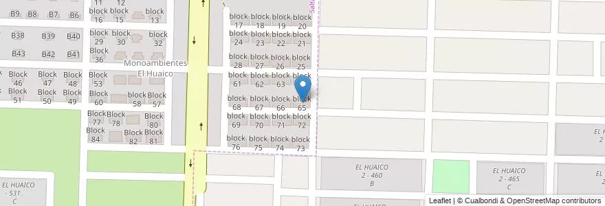 Mapa de ubicacion de block 65 en Argentine, Salta, Capital, Municipio De Salta.