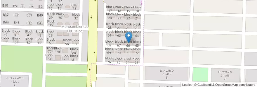 Mapa de ubicacion de block 66 en Arjantin, Salta, Capital, Municipio De Salta.