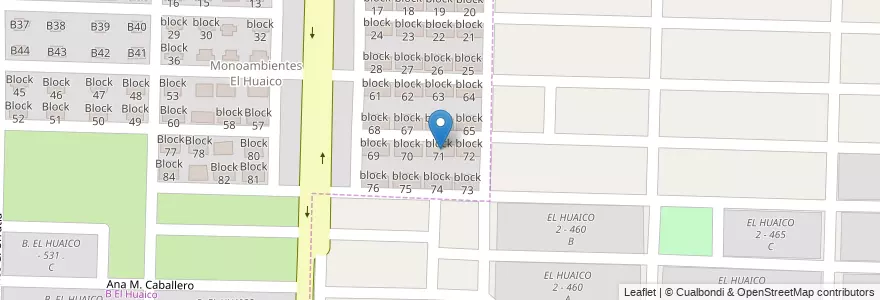 Mapa de ubicacion de block 71 en الأرجنتين, Salta, Capital, Municipio De Salta.