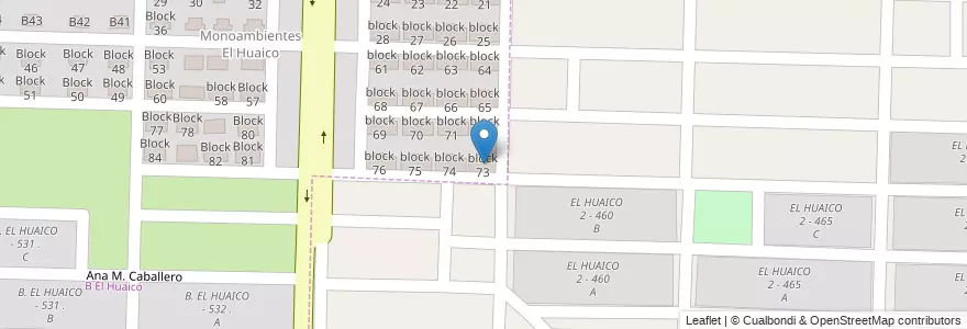 Mapa de ubicacion de block 73 en アルゼンチン, サルタ州, Capital, Municipio De Salta.