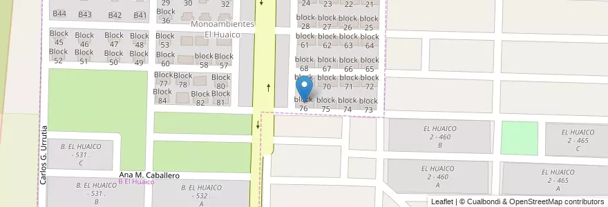 Mapa de ubicacion de block 76 en アルゼンチン, サルタ州, Capital, Municipio De Salta.