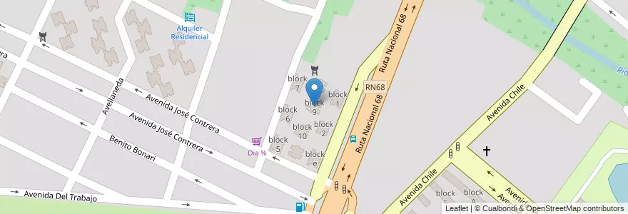 Mapa de ubicacion de block 9 en Argentinien, Salta, Capital, Municipio De Salta, Salta.