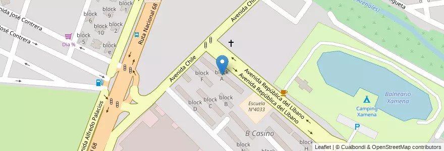 Mapa de ubicacion de block A en 阿根廷, Salta, Capital, Municipio De Salta, Salta.