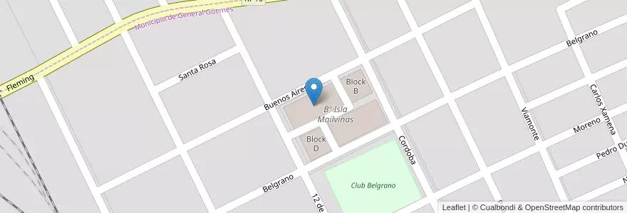 Mapa de ubicacion de Block A en الأرجنتين, Salta, General Güemes, Municipio De General Güemes.