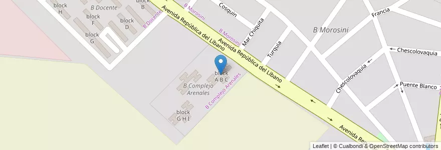 Mapa de ubicacion de block A B C en 阿根廷, Salta, Capital, Municipio De Salta, Salta.