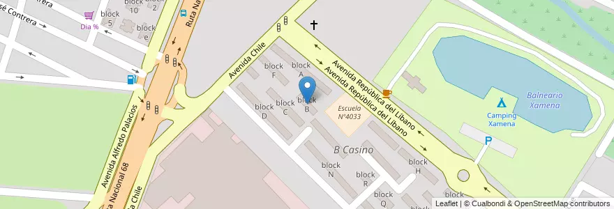 Mapa de ubicacion de block B en アルゼンチン, サルタ州, Capital, Municipio De Salta, Salta.