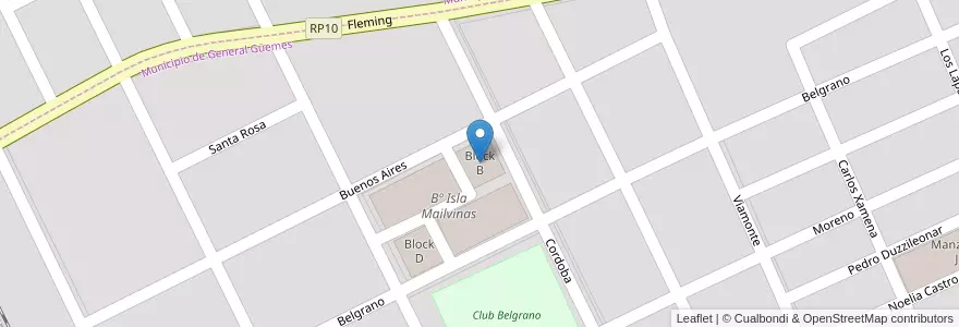 Mapa de ubicacion de Block B en Argentina, Salta, General Güemes, Municipio De General Güemes.