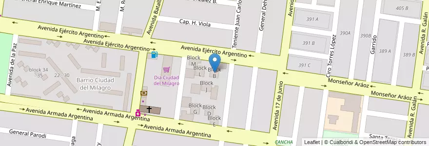 Mapa de ubicacion de Block B en الأرجنتين, Salta, Capital, Municipio De Salta, Salta.