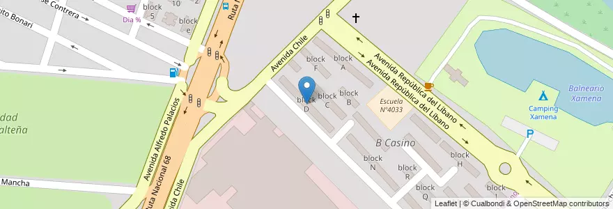 Mapa de ubicacion de block D en الأرجنتين, Salta, Capital, Municipio De Salta, Salta.