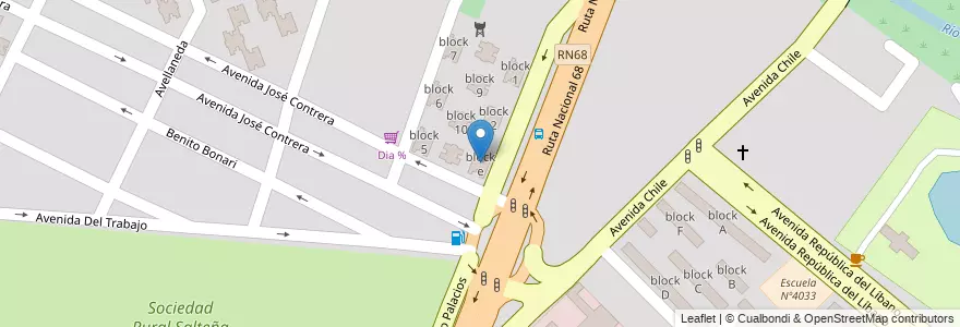 Mapa de ubicacion de block e en الأرجنتين, Salta, Capital, Municipio De Salta, Salta.