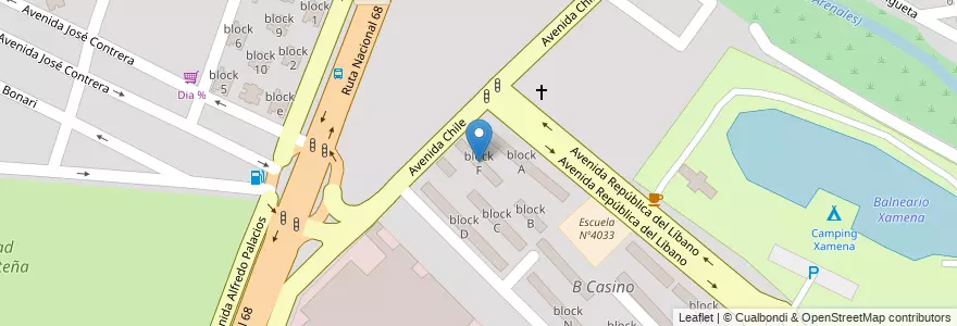 Mapa de ubicacion de block F en الأرجنتين, Salta, Capital, Municipio De Salta, Salta.