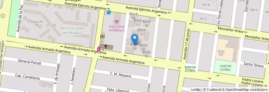 Mapa de ubicacion de Block G en Arjantin, Salta, Capital, Municipio De Salta, Salta.