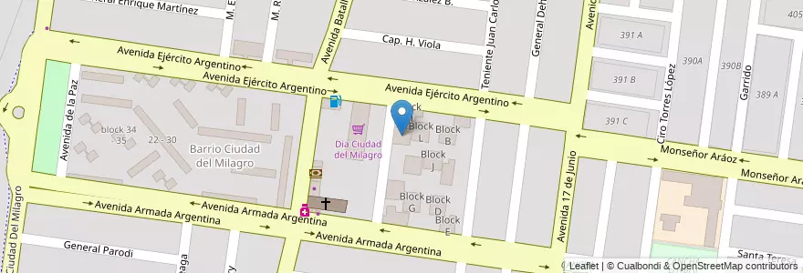Mapa de ubicacion de Block K en 아르헨티나, Salta, Capital, Municipio De Salta.