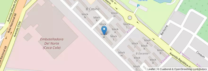 Mapa de ubicacion de block M en Argentina, Salta, Capital, Municipio De Salta, Salta.
