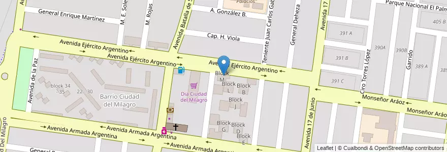 Mapa de ubicacion de Block M en Аргентина, Сальта, Capital, Municipio De Salta.