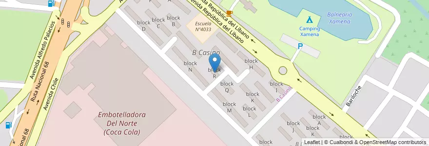 Mapa de ubicacion de block R en 阿根廷, Salta, Capital, Municipio De Salta, Salta.