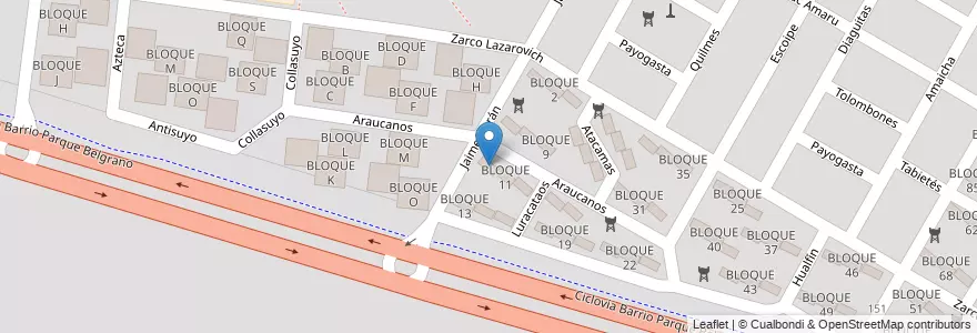 Mapa de ubicacion de BLOQUE 10 en Argentina, Salta, Capital, Municipio De Salta, Salta.