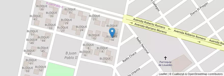 Mapa de ubicacion de BLOQUE 14 en Argentinien, Salta, Capital, Municipio De Salta, Salta.