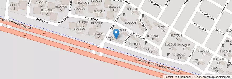Mapa de ubicacion de BLOQUE 14 en アルゼンチン, サルタ州, Capital, Municipio De Salta, Salta.