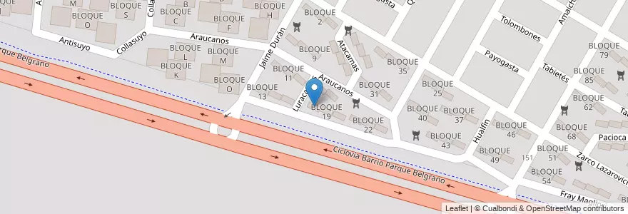 Mapa de ubicacion de BLOQUE 18 en アルゼンチン, サルタ州, Capital, Municipio De Salta, Salta.