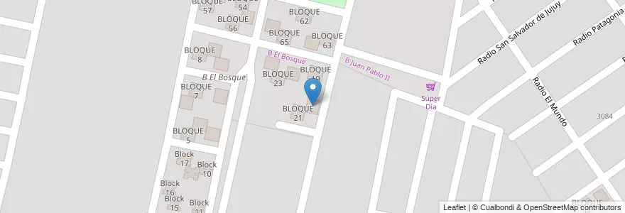 Mapa de ubicacion de BLOQUE 20 en アルゼンチン, サルタ州, Capital, Municipio De Salta, Salta.