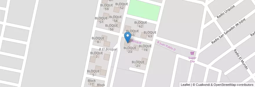 Mapa de ubicacion de BLOQUE 22 en آرژانتین, Salta, Capital, Municipio De Salta, Salta.
