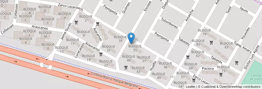 Mapa de ubicacion de BLOQUE 24 en アルゼンチン, サルタ州, Capital, Municipio De Salta, Salta.