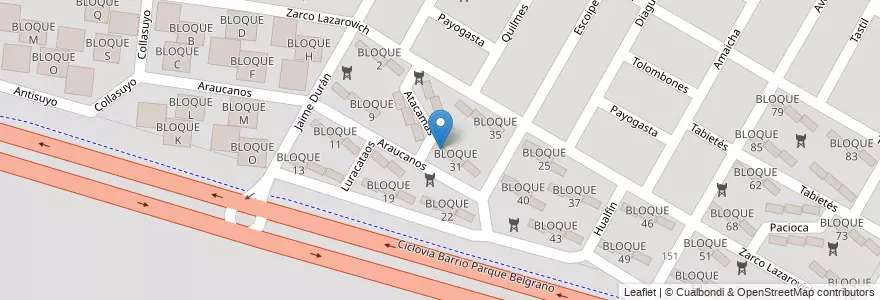 Mapa de ubicacion de BLOQUE 30 en 阿根廷, Salta, Capital, Municipio De Salta, Salta.