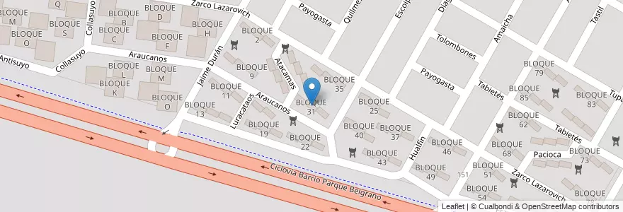 Mapa de ubicacion de BLOQUE 31 en الأرجنتين, Salta, Capital, Municipio De Salta, Salta.