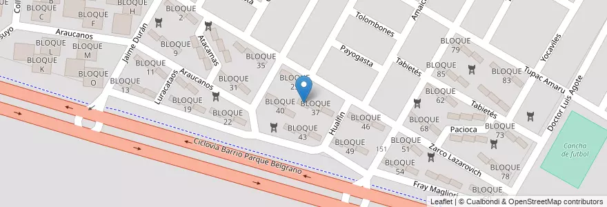 Mapa de ubicacion de BLOQUE 36 en 아르헨티나, Salta, Capital, Municipio De Salta, Salta.