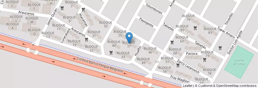 Mapa de ubicacion de BLOQUE 37 en 아르헨티나, Salta, Capital, Municipio De Salta, Salta.