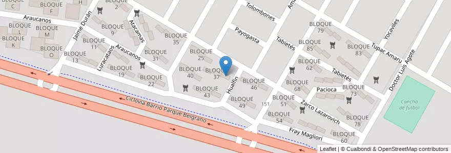 Mapa de ubicacion de BLOQUE 38 en 아르헨티나, Salta, Capital, Municipio De Salta, Salta.