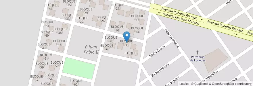 Mapa de ubicacion de BLOQUE 4 en アルゼンチン, サルタ州, Capital, Municipio De Salta, Salta.