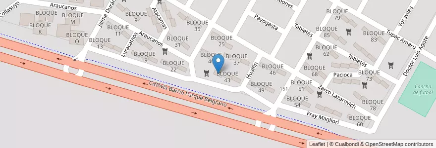 Mapa de ubicacion de BLOQUE 42 en Argentinien, Salta, Capital, Municipio De Salta, Salta.
